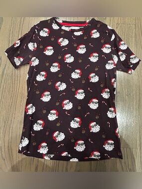 Denim & Flower Boys Santa Claus Shirt Size 8 Maroon Holiday Tee